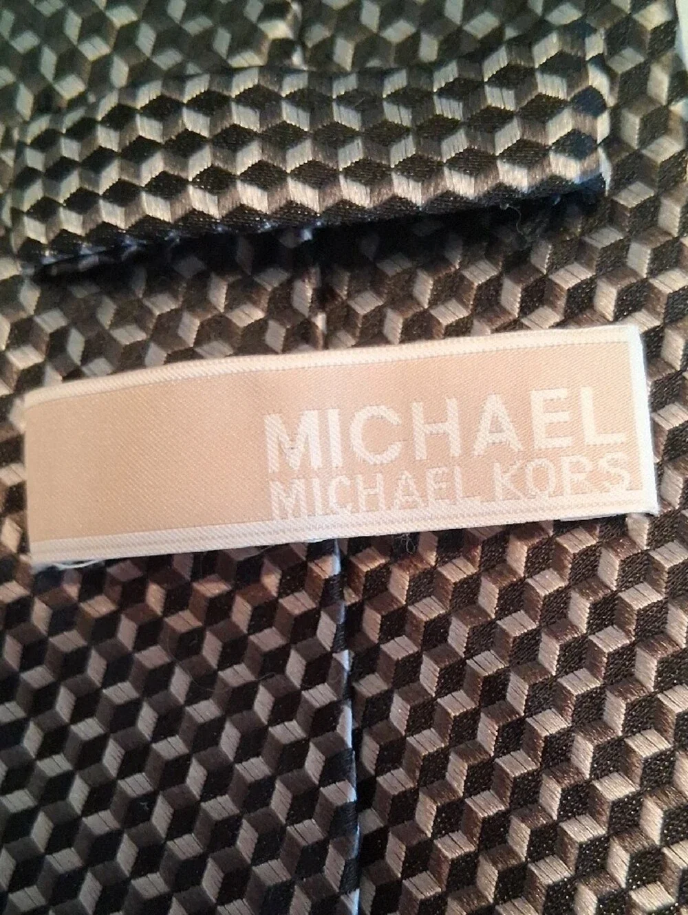 Michael Kors Men's Woven Black & Silver Patterned Tie. Office, Versatile